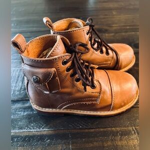 Mikoleon Brown Kids Leather Boots 10-10.5